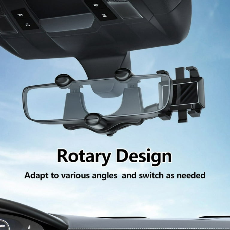 Rotatable & Retractable Car Phone Holder - Multifunctional Car Rearview Mirror Phone Holder, Universal 360 Degree Rotatable Rear View Mirror Phone