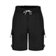thumbnail image 5 of Pantalones Cortos de Carga de Cintura Elástica para Hombres de Longitud de Rodilla de Corte Recto Sólido, Pantalones Cortos de Bolsillo Casuales con Cremallera de Botón para Uso Al Aire Libre Y Diario, 5 of 7