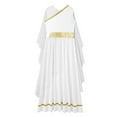 thumbnail image 3 of TiaoBug Kids Girls Ancient Greek Egypt Toga Costume Sleeveless Tulle Dress Grecian God Cosplay Outfits White 8, 3 of 5