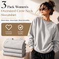 thumbnail image 3 of 3 Pack Women’s Oversized Crew Neck Sweatshirts – Fleece Lined Bulk Wholesale Pullover Sweaters for Charities & Events –Gray-L, 3 of 8