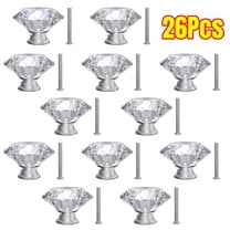 26 Pcs Diamond Shape Crystal Glass Cabinet Knobs with Screws Drawer Knob Pull Handle Used for Kitchen, Dresser, Door, Cupboard