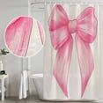 thumbnail image 4 of Pink Bow Shower Curtain Set - Small 36" x 72" Washable Bathtub Curtain with 12 Hooks, Cute Pink Vintage Waterproof Fabric Stall Shower Curtains for Bathroom/Bathtub Décor, 4 of 6
