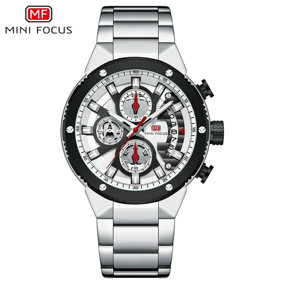 Men's Watches Sports Quartz Wristwatches Stainless Steel Luminous Hands Chronograph