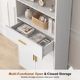 thumbnail image 5 of Walsunny Bookshelf with Doors and Drawer, Storage Bookcase with 3 Open Shelves and Cabinet 71" Tall Floor Standing Bookshelf for Living Room Home Office White, 5 of 9