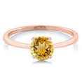thumbnail image 2 of Gem Stone King 10K Rose Gold Yellow Citrine Solitaire Engagement Ring for Women (0.80 Cttw, Round 6MM, Gemstone November Birthstone, Size 5.5), 2 of 5