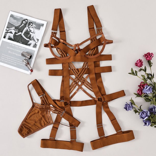 Conjunto de lencería sexy hueca divertida con diseño compuesto de niña con sombrero europeo y americano