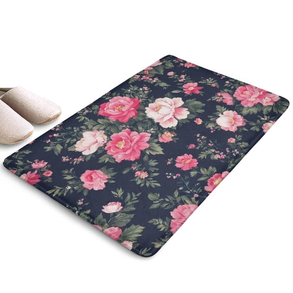 Pioneer Flower Floral Print Flannel Non Slip Door Rugs,Washable Door Mats Indoor,Decorative Door Mats,Dirt-Resistant and Absorbent Doormat for Entrance,Bedroom,Kitchen,Bathroom,23.5"x16"