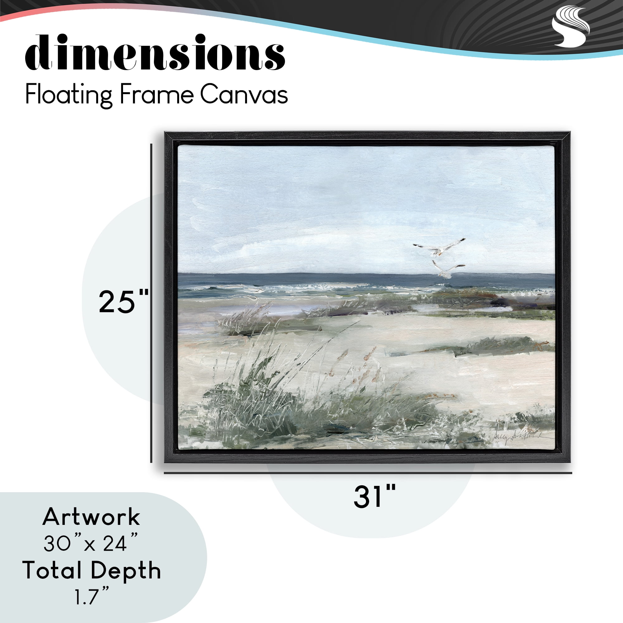 Stupell Industries Seagull Pair over Waves Black Framed Floater Canvas Wall Art, design by Sally Swatland