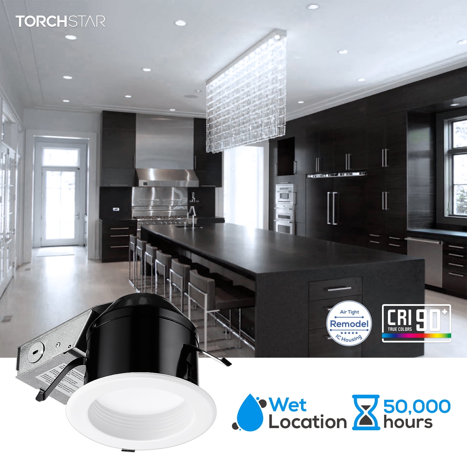 6 Pack 4" LED Dimmable Baffle Recessed Downlight, Retrofit Recessed Lighting Kit, 5000K Daylight