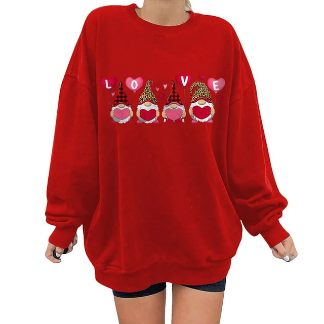 Pompotops Mode Hauts à Col Rond Imprimé pour Femmes Manches Longues Blouse Confortable Chandail en Molleton