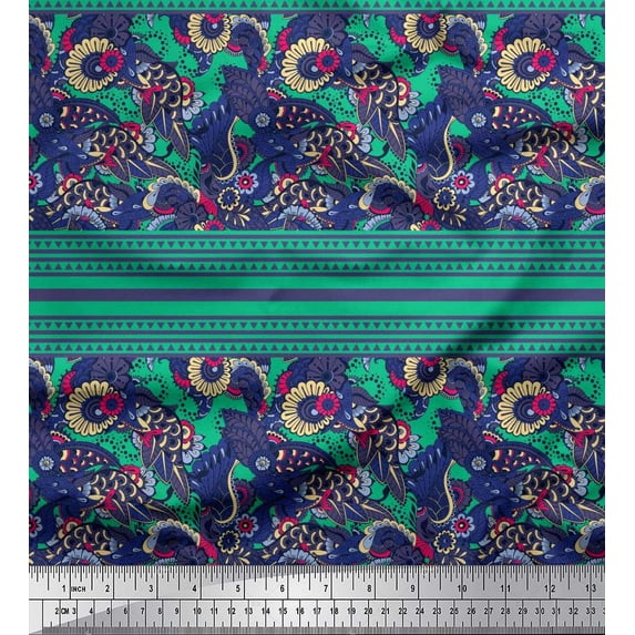 Soimoi Cotton Voile Fabric Stripe,Floral & Paisley Decorative Fabric Prints by Yard 42 Inch Wide