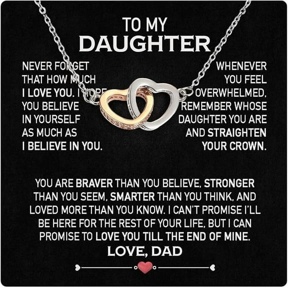 Mothers Day Gifts For Daughter From Father, To My Daughter Necklace From Dad With Heartfelt Message & Elegant Box, Jewelry Gift From Love Daddy On Graduation Birthday Wedding