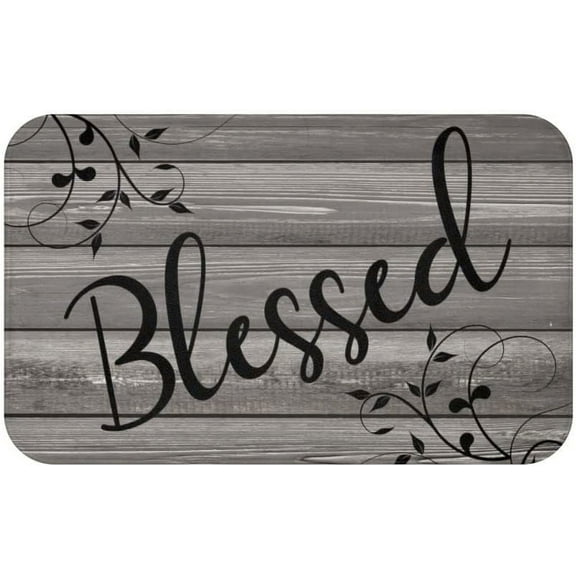 Bath Mat Gray Blessed Farmhouse Cute Indoor Outdoor Doormat Durable Welcome Front Door Mats Entryway Rugs Non-Slip Floor Mat Entrance Rugs Bath Rug Kitchen Rugs 18 x 30 in