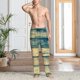 thumbnail image 2 of Balery Retro Wooden Pantalones de pijama para hombre, pijama ultraligero, pantalón de descanso-Medium, 2 of 6