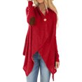 thumbnail image 1 of Cardigan à Manches Longues pour Femmes avec Coudières Asymétriques et Boutons, 1 of 3