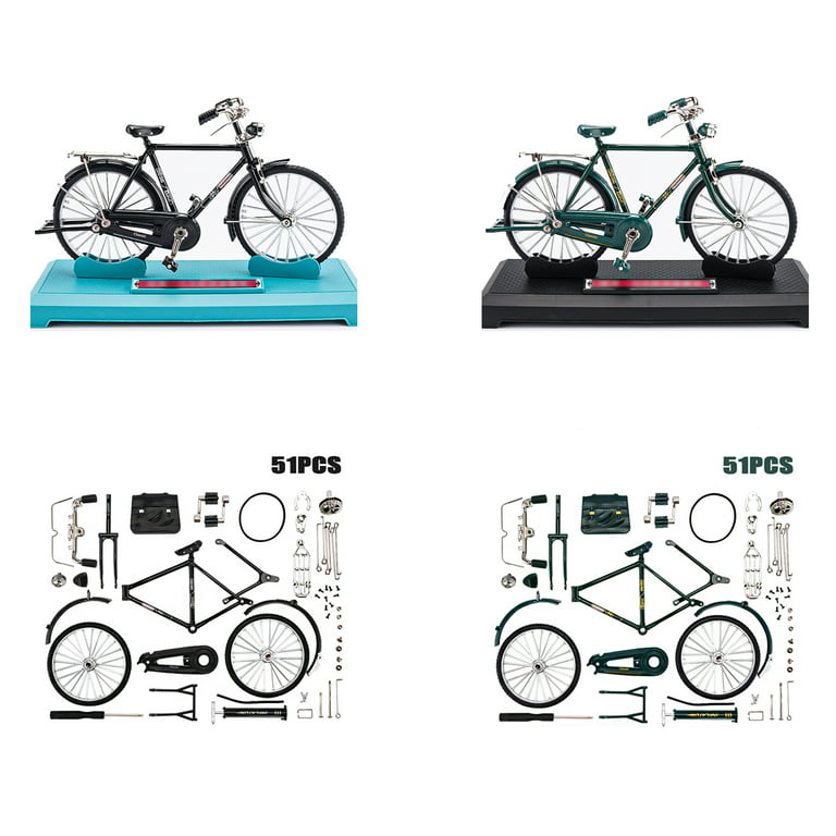 2023 DIY Retro Bicycle Model Ornament for Kids, 1:10 Simulation Mini Bicycle  Model Scale Kit with Inflator and Briefcase, Finger Bike Models Toys,  Creative Iron Art Tabletop Ornament Toys 