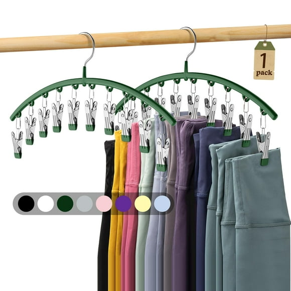 Organizador de leggings Volnamal con 10 clips, color verde, paquete de 1 unidad