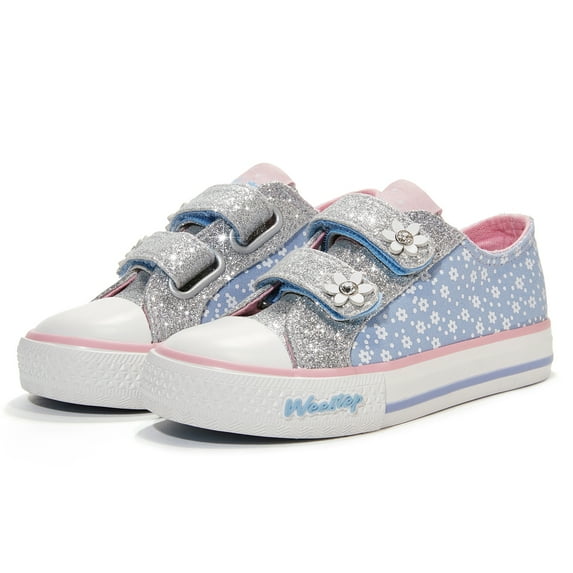 Weestep Toddler Little Kid Girls and Boys School Glitter Hook and Loop Sneaker