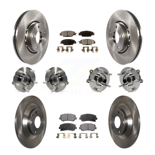 Transit Auto Front Rear Hub Bearings Assembly Disc Brake Rotors and Ceramic Pads Kit (10Pc) for Car Mazda CX-5 - Left Right Side (Driver Passenger) KBB-110463
