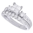 thumbnail image 3 of Diamond Bridal Set 10K White Gold Princess Round Baguette Engagement Ring 1 Ct., 3 of 5