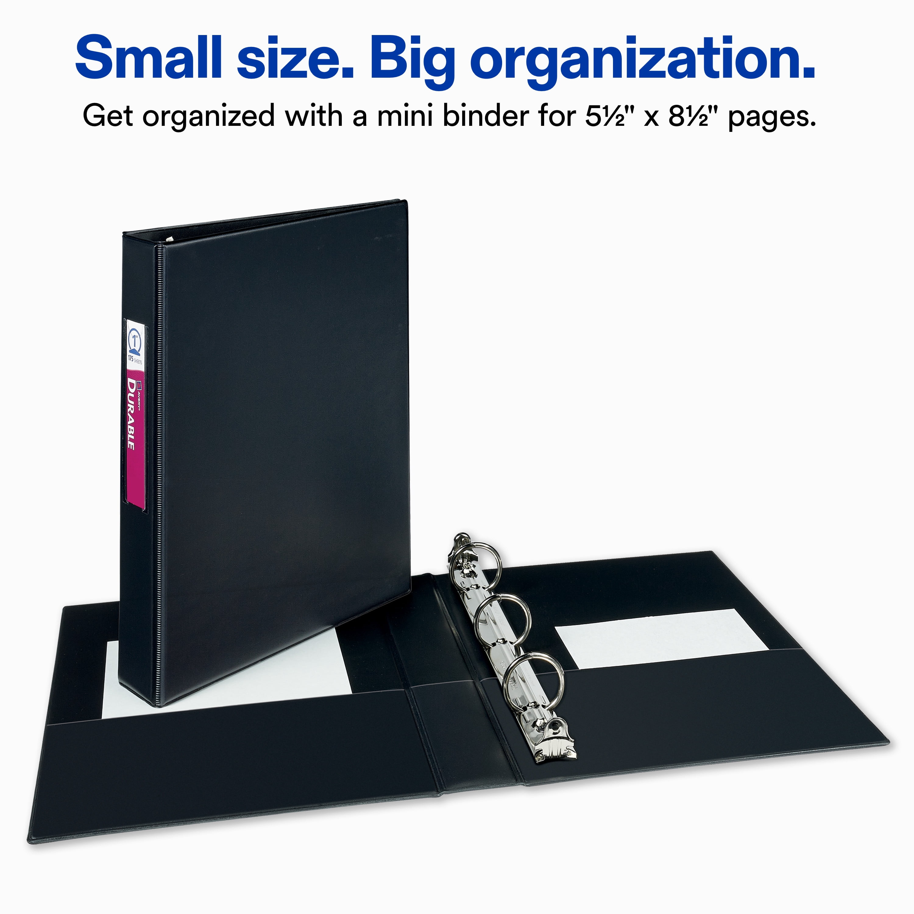 Avery Mini Binder, 1" Round Rings, Black Binder (01443)