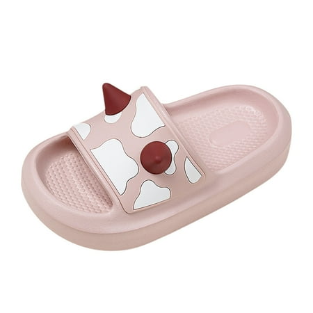 

Home Slippers Children Kids Child Cow Slippers Cartoon Soft Sole Summer Comfortable Girls Sandals Baby Daily Footwear Casual First Walking