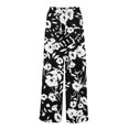 thumbnail image 6 of WTOBBY Women's Printed Wide Leg Pants with Floral Design High Waist Drawstring Loose Casual Trousers and Side Pockets for Summer Style ,Black L, 6 of 6