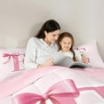 thumbnail image 6 of Manfei Bow Bowknot Ribbon Bedding Comforter Set,Fairy Tale Theme Twin Comforter Sets,First Letter E Bedding Set For Girls,Super Cozy Room Decor Reversible,2pcs, 6 of 9