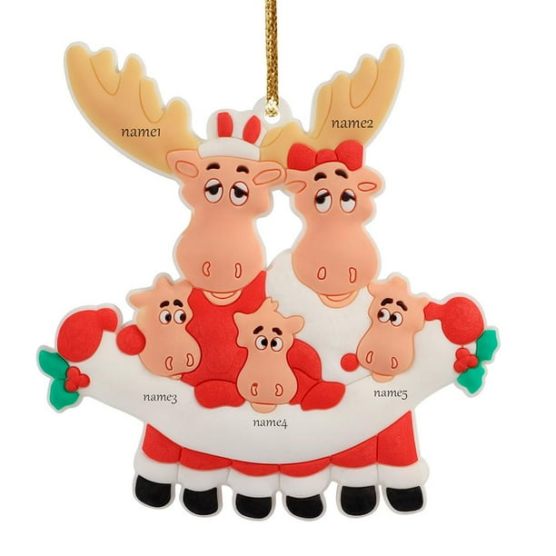 Reno Familiar Con Adorno Navideño Personalizado 2021 Para Decoración De Árbol De Navidad Cateissary HA042011-03