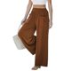 thumbnail image 3 of Pantalones de Cintura Alta con Elástico para Mujer, Estilo Informal, Holgados, de Pierna y Bolsillos. Marrón M, 3 of 8