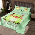 thumbnail image 2 of Erosebridal Green Frog Coverlet Set King, Cute Wildlife Bedding Set, Cartoon Style Decor 3pcs, 2 of 5