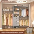 thumbnail image 6 of Homieasy 20.2‘’ - 96‘’ W Closet System, Walk In Closet Organizer with 3 Shelving Towers, Heavy Duty Clothes Rack with 3 Drawers, Built-In Garment Rack, Gray, 6 of 9