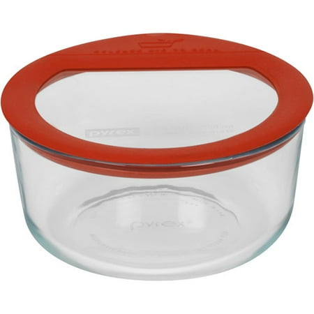 Pyrex No-Leak Glass 4-Cup Round Food Storage Container