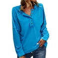 thumbnail image 1 of Gibobby Sudadera mujer con cierre, Sudaderas con capucha tipo gofre para mujer, color soild, casual, de manga larga, ligeras, con bolsillo(Azul,CH), 1 of 5