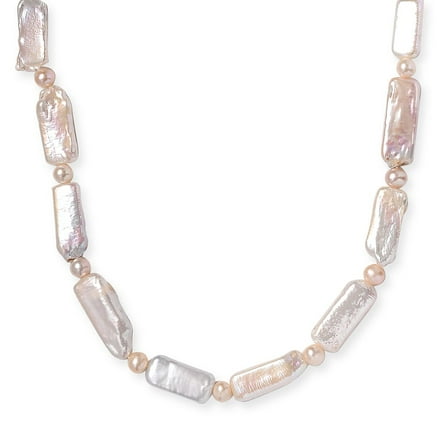 Fresh Water Pearl Necklace in Rhodium Over Sterling Silver 18 Inches Christmas Gifts