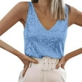 thumbnail image 2 of Sparkly Sequin Tank Tops for Women Shiny Sequins V Neck Sleeveless Dressy Blouse Glitter Party Club Outfits, 2 of 3