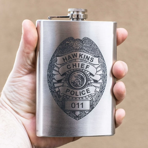8oz Hawkins Chief of Police Flask L1