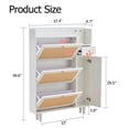 thumbnail image 5 of Holaki Rattan Shoe Storage Cabinet, Hidden Slim Narrow Shoe Cabinet with 3 flip Drawers and Door, Freestanding Shoe Rack with Drawer & Top Cubby for Entryway Hallway Living Room, 5 of 25