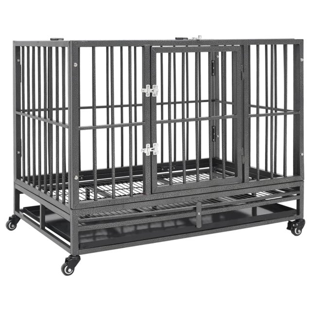 vidaXL Cage pour Chien avec Roues Acier 92x62x76 cm