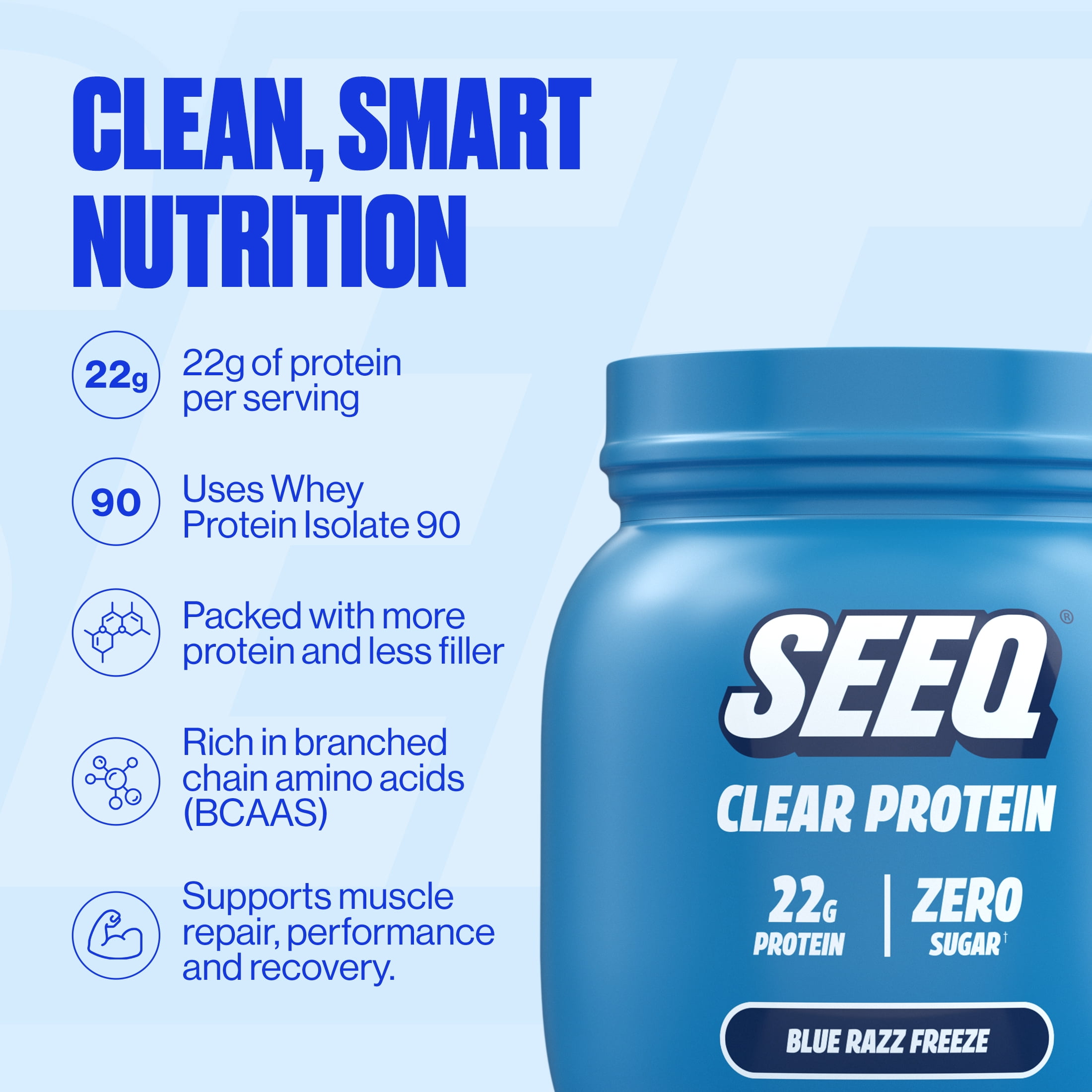 Seeq Clear Protein Powder - Blue Razz Freeze-15 Servings