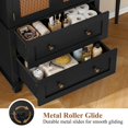 thumbnail image 6 of Homfa Bathroom Cabinet with Rattan Doors, Rattan Linen Storage Cabinet with 2 Drawers, Black, 6 of 7