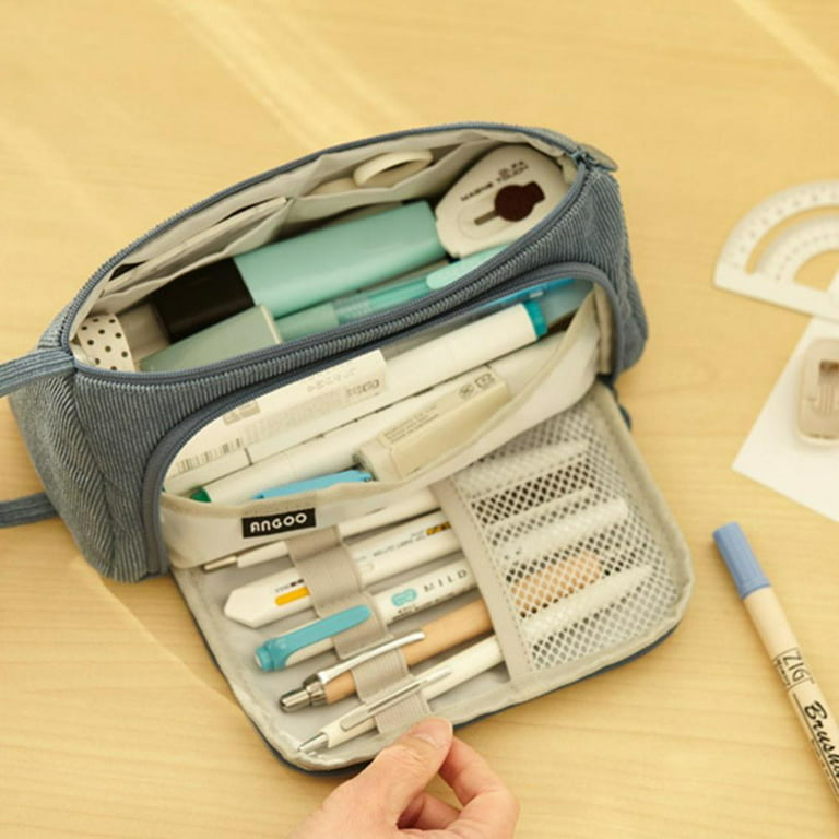 Corduroy Big Capacity Pencil Case Multi Purpose Teacher Makeup Bag