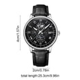 thumbnail image 3 of cpengpj Men's Fashion Quartz Watch with Openwork Alloy Case and Leather Strap for Business Casual, 3 of 9