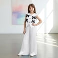 thumbnail image 2 of CPNG Girl's 2 Piece Outfits Bowtie Decoration Halter Sleeveless Vest Top and Elastic High Waisted Pants Set(White,5 Years), 2 of 9