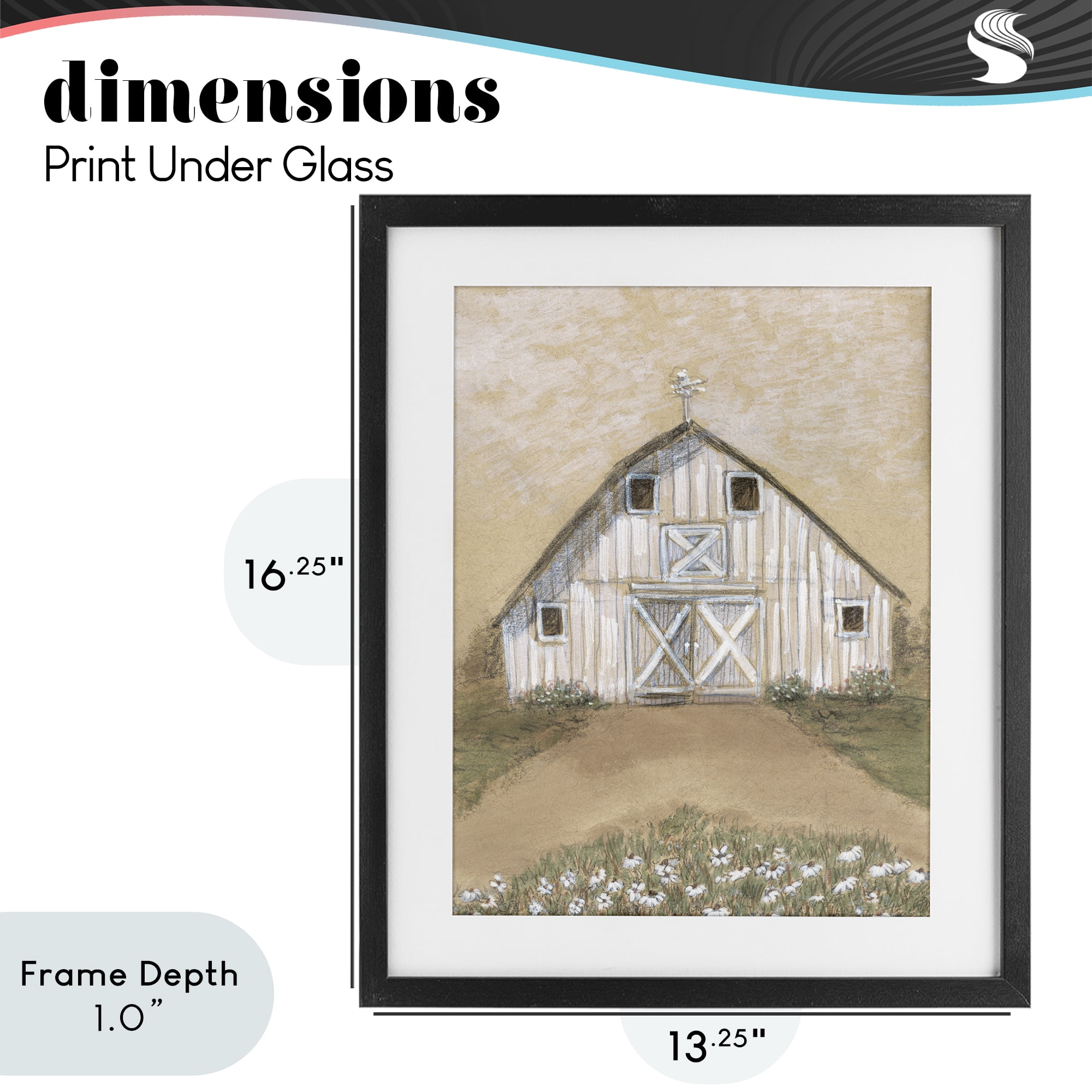 Stupell Industries Barn Lane Flowers Drawing Black Framed Print Under Glass, design by Patti Bishop