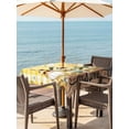 thumbnail image 3 of Outdoor Tablecloth with Umbrella Hole for Patio/Picnic/Party/Camping, Gnomes Sunflower Waterproof Table Cloth Square Cover Washable, Yellow Checkered Pastoral Botanical Wooden (54"x 54"), 3 of 8
