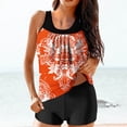 thumbnail image 2 of nerohusy Swimsuits Women Tankini Shorts,Womens Tankini Swimsuits with Shorts Graphic Printed 2 Piece Swimsuits Athletic Bathing Suits Modest Tank Tops Sets Orange, 2 of 6