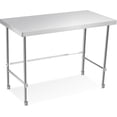 thumbnail image 1 of 48 In x24 In Open Base Stainless Steel Work Table - Commercial Kitchen Prep Station with Reinforced Frame Stationary Legs Casters, 1 of 7
