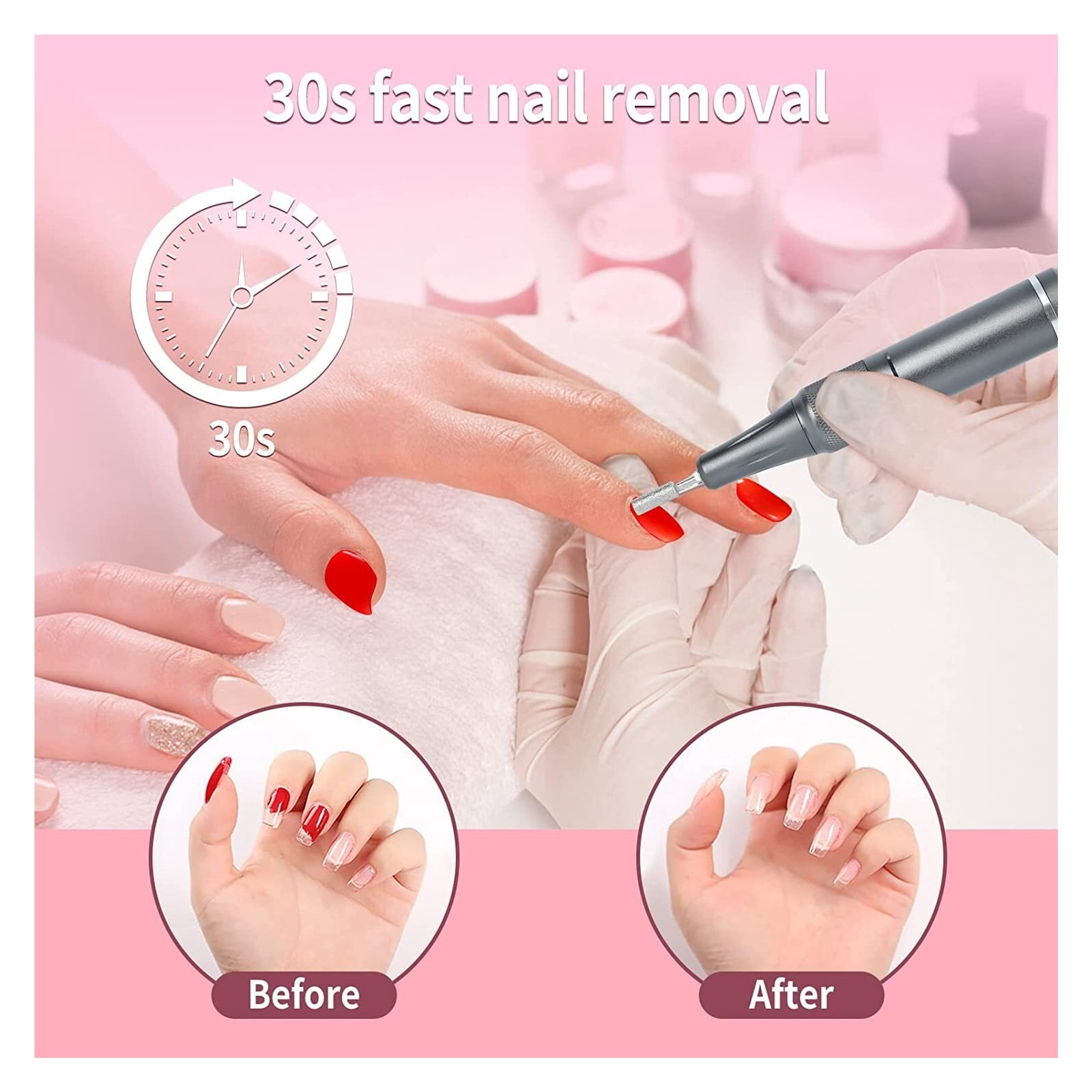 Professional Nail Drill, 35000RPM Electric Nail File Machine With Bits & Foot Pedal, Rechargeable Cordless E File For Manicure ,Low Noise