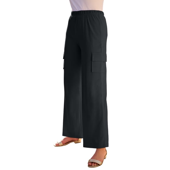 Roaman's Women's Plus Size Soft Knit Cargo Pants
